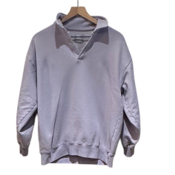 Aritzia TNA Cozy AF Button Collared Lavender Oversized  Pullover Size 1 (small) - Picture 1 of 8